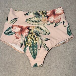Montce Floral Bikini Bottoms in Pink and Tan
